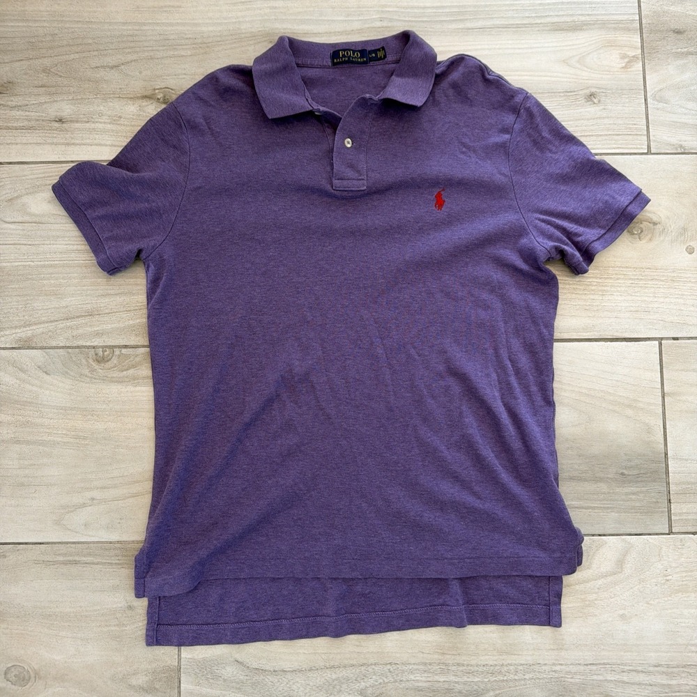 Polo Ralph Lauren Polo Shirt Mens L Purple Red Pony Logo Short Sleeve Cotton